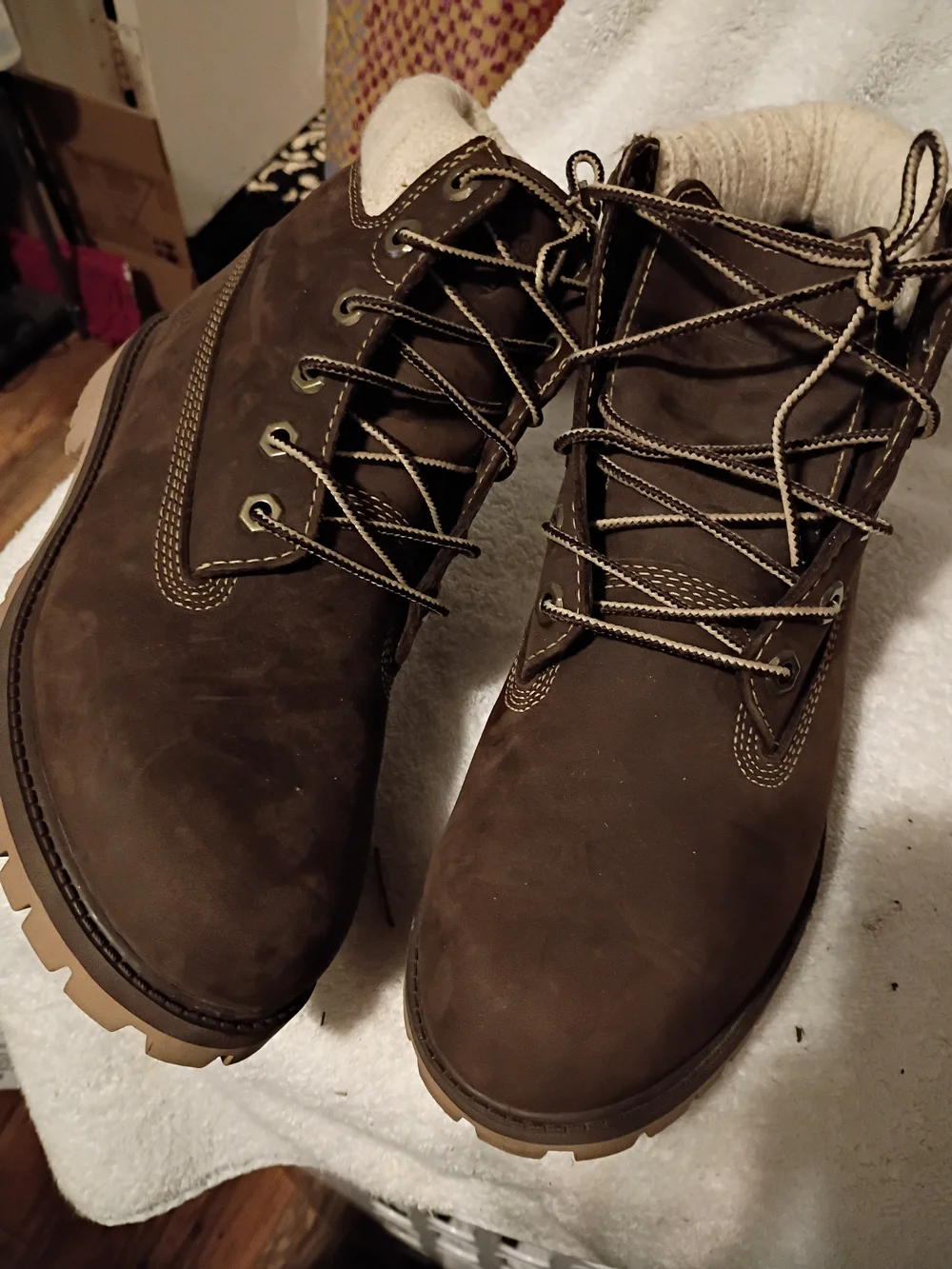 Timberland Brown Kids Boots with Cream Cuff